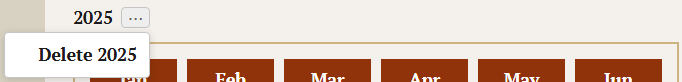 The year three-dot context menu with delete option
